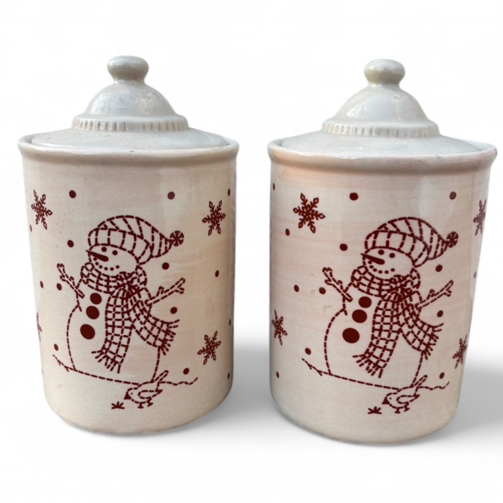 SET OF 2 PORCELAIN CANISTERS